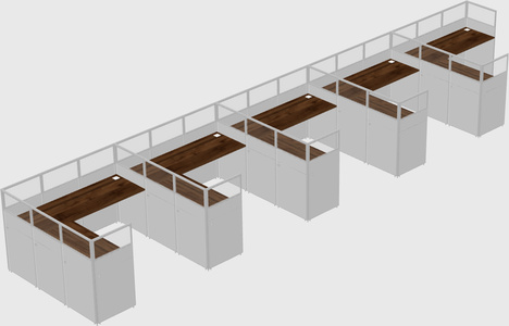 Shared l-shaped cubicle