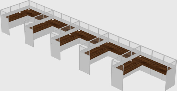 Shared l-shaped cubicle