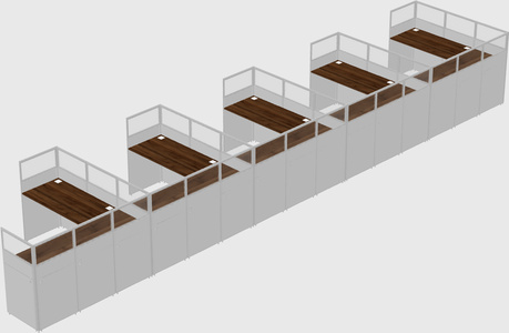 Shared l-shaped cubicle