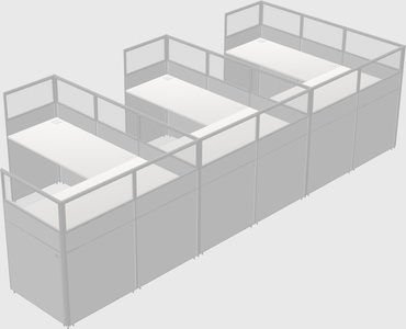 Shared l-shaped cubicle
