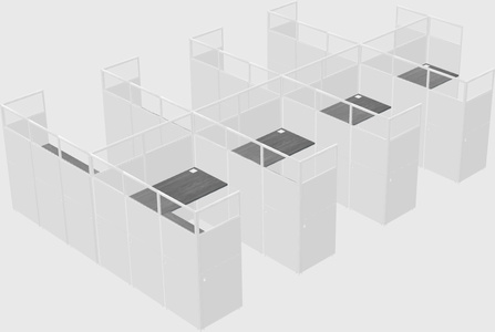 Shared l-shaped cubicle
