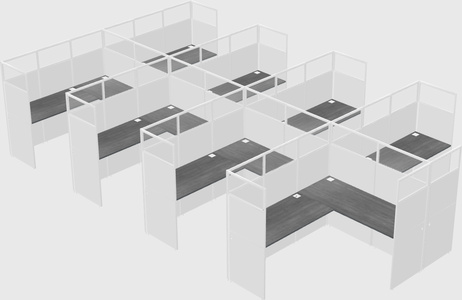 Shared l-shaped cubicle