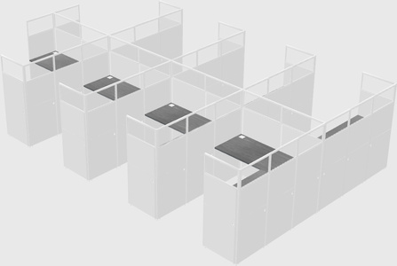 Shared l-shaped cubicle