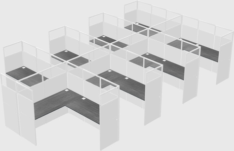 Shared l-shaped cubicle