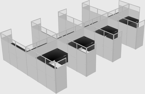 Shared l-shaped cubicle