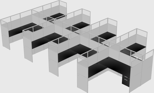Shared l-shaped cubicle