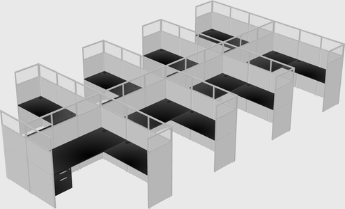 Shared l-shaped cubicle