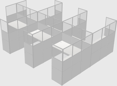 Shared l-shaped cubicle