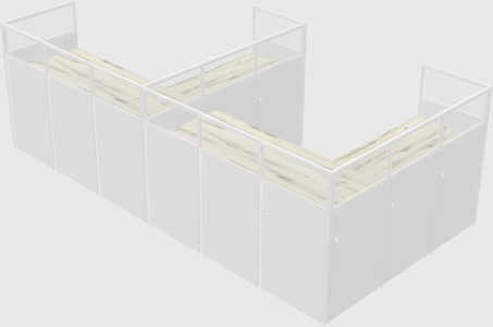 Shared l-shaped cubicle