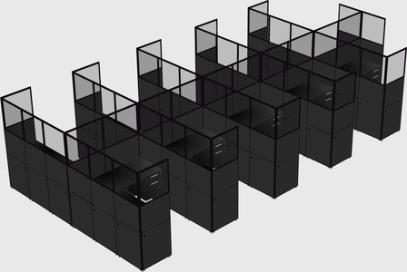 Shared l-shaped cubicle