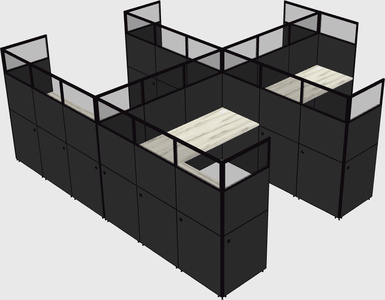 Shared l-shaped cubicle