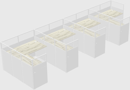 Shared l-shaped cubicle