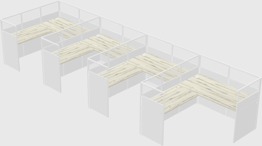 Shared l-shaped cubicle