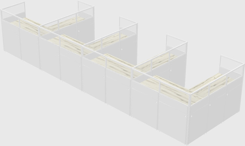 Shared l-shaped cubicle