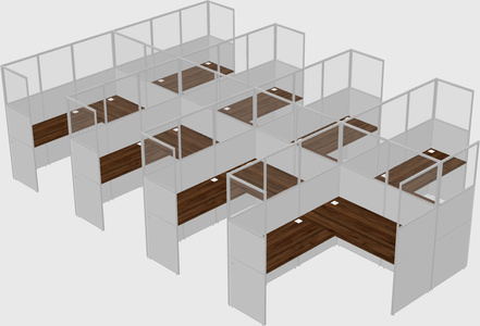 Shared l-shaped cubicle