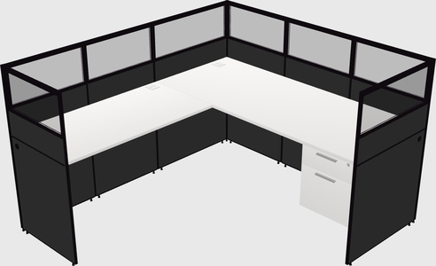 Shared l-shaped cubicle