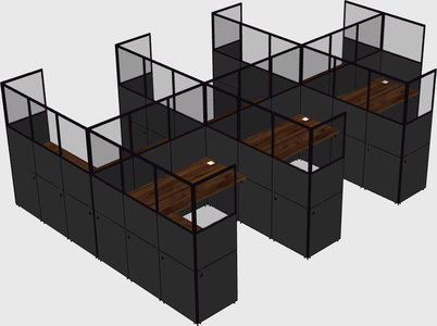 Shared l-shaped cubicle