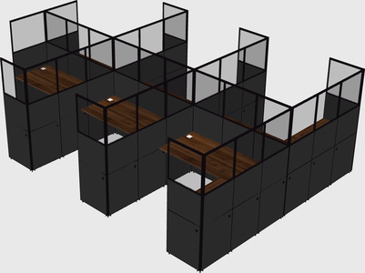 Shared l-shaped cubicle