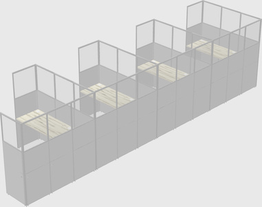 Shared l-shaped cubicle