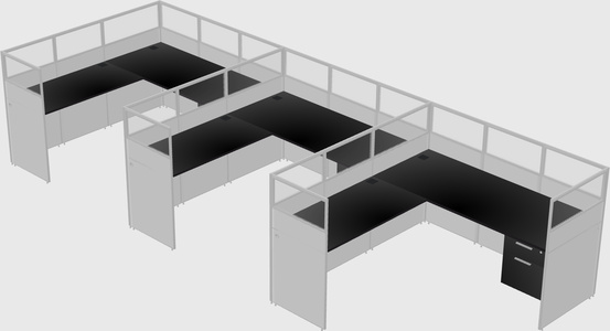 Shared l-shaped cubicle