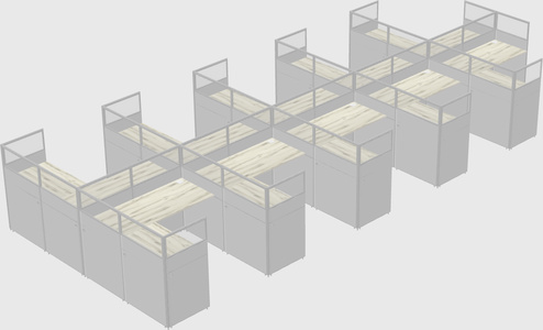 Shared l-shaped cubicle