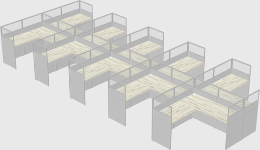 Shared l-shaped cubicle