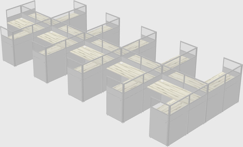 Shared l-shaped cubicle