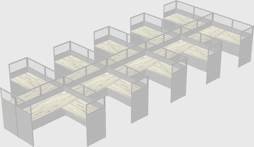 Shared l-shaped cubicle