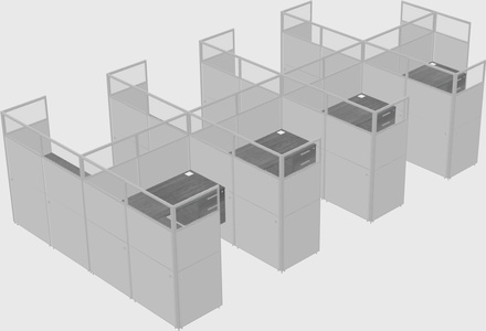 Shared l-shaped cubicle