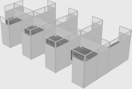 Shared l-shaped cubicle