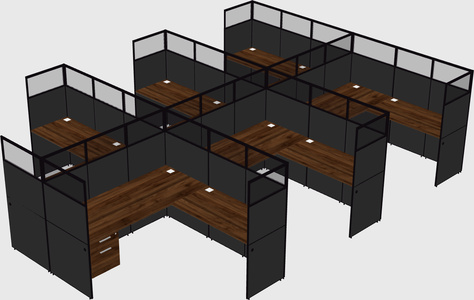 Shared l-shaped cubicle