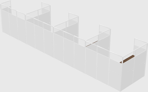 Shared l-shaped cubicle