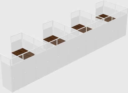 Shared l-shaped cubicle