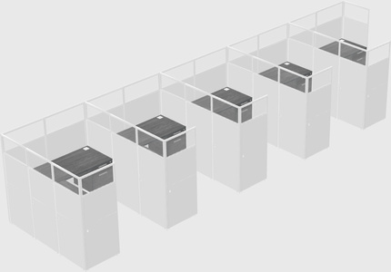Shared l-shaped cubicle