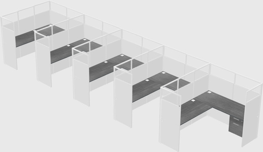 Shared l-shaped cubicle