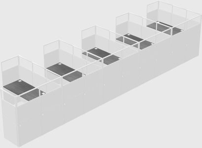 Shared l-shaped cubicle