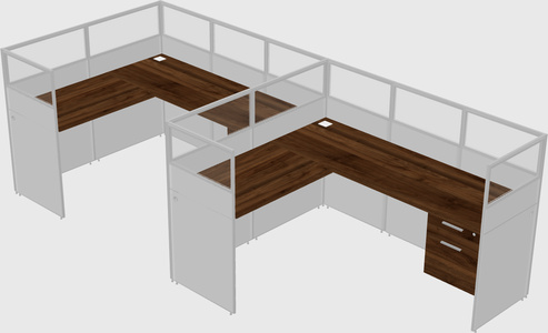 Shared l-shaped cubicle