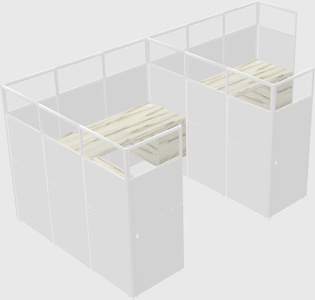 Shared l-shaped cubicle