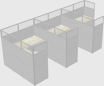 Shared l-shaped cubicle