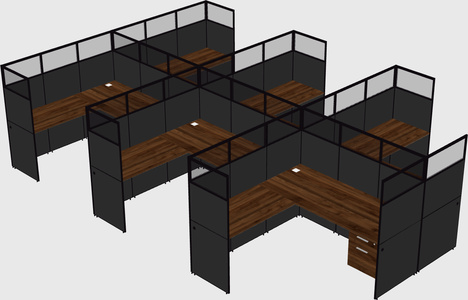 Shared l-shaped cubicle