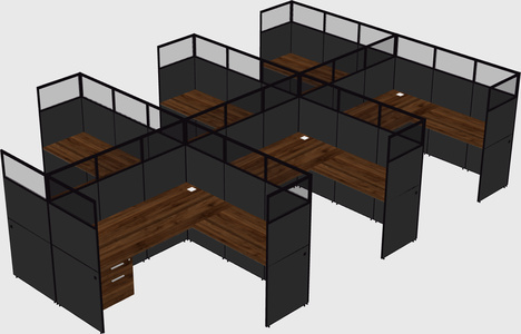 Shared l-shaped cubicle