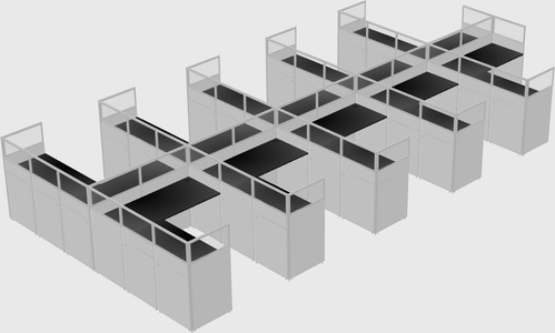 Shared l-shaped cubicle