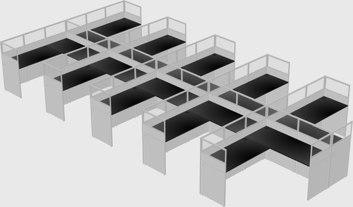 Shared l-shaped cubicle