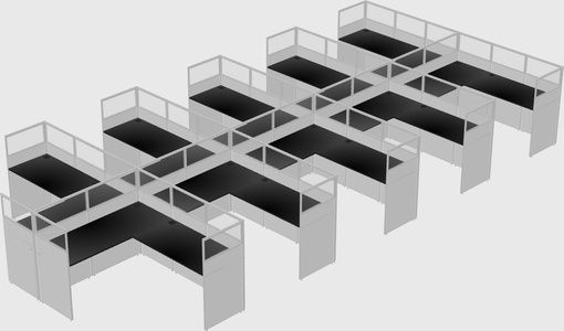 Shared l-shaped cubicle