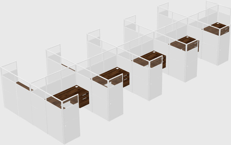 Shared l-shaped cubicle