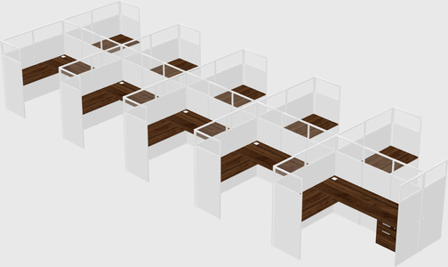 Shared l-shaped cubicle