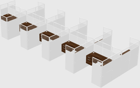 Shared l-shaped cubicle