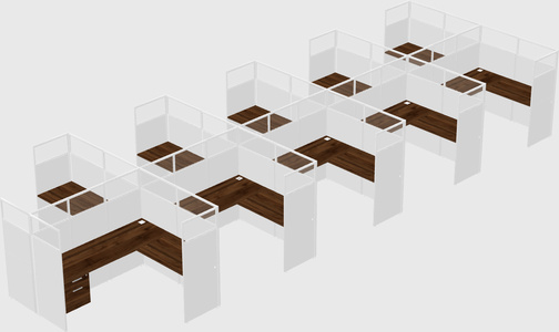 Shared l-shaped cubicle