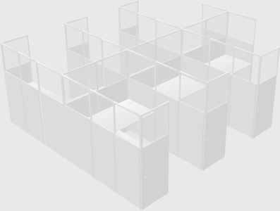 Shared l-shaped cubicle