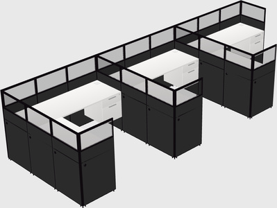 Shared l-shaped cubicle